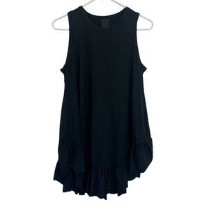 Kedem Sasson Women’s Sz 2 Short Black Sleeveless Ruffle Hem Lagenlook Dress